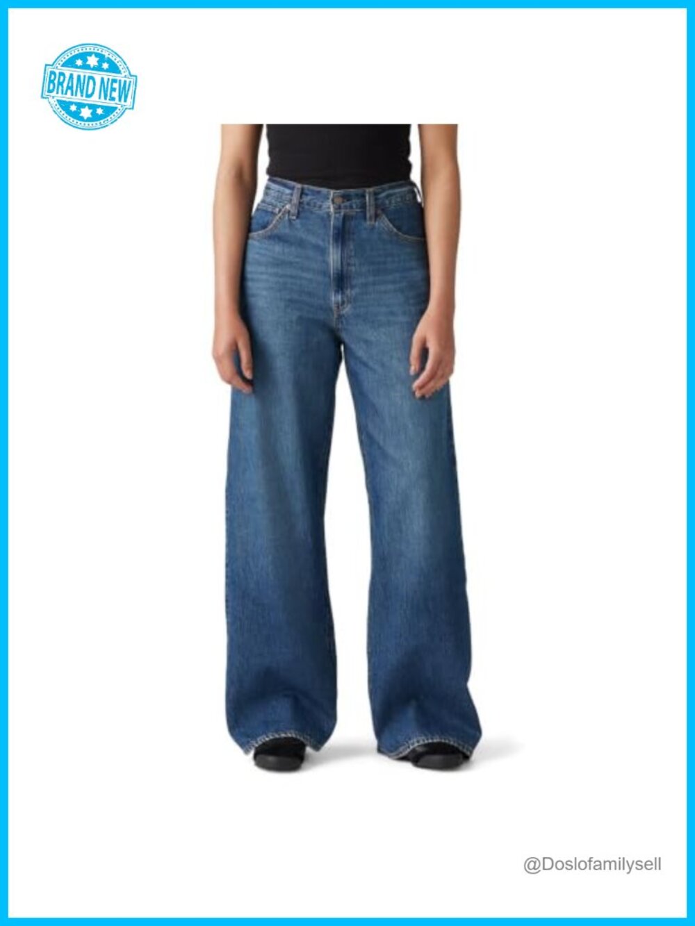 High Rise Cinch Baggy Straight Leg Jeans Non-Stretch Adjustable Waist